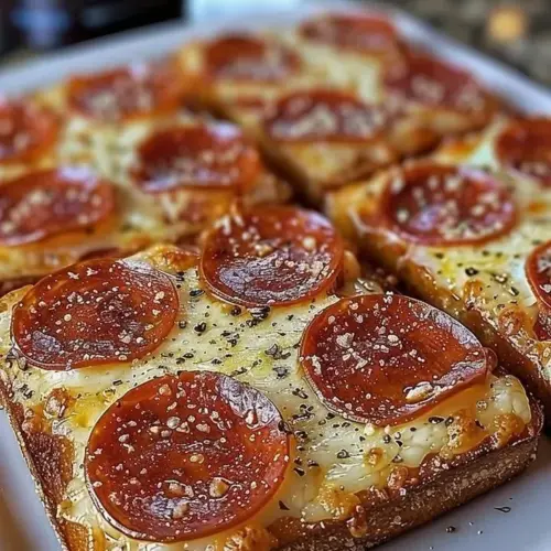 Air Fryer Texas Toast Pizza topped with cheese and pepperoni
