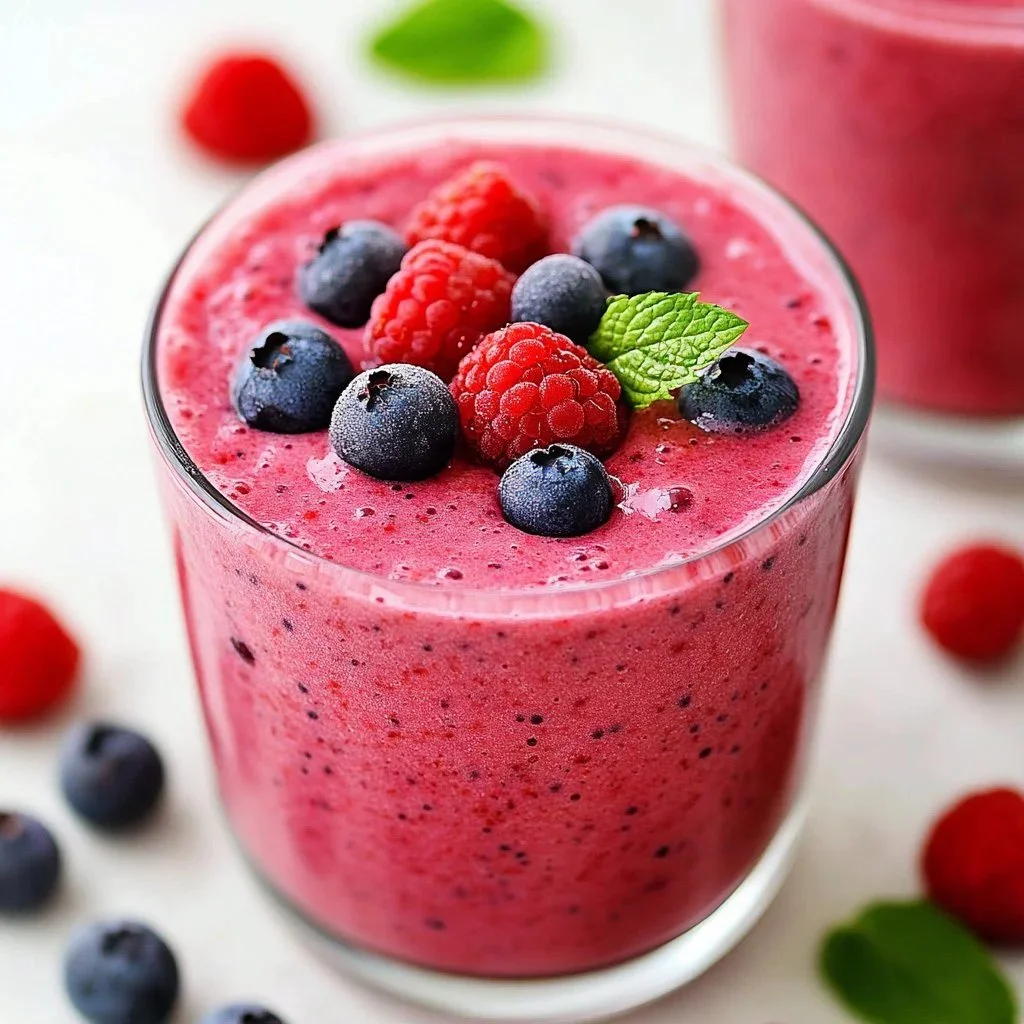 Delicious Berry Burst Smoothie made with fresh berries and yogurt