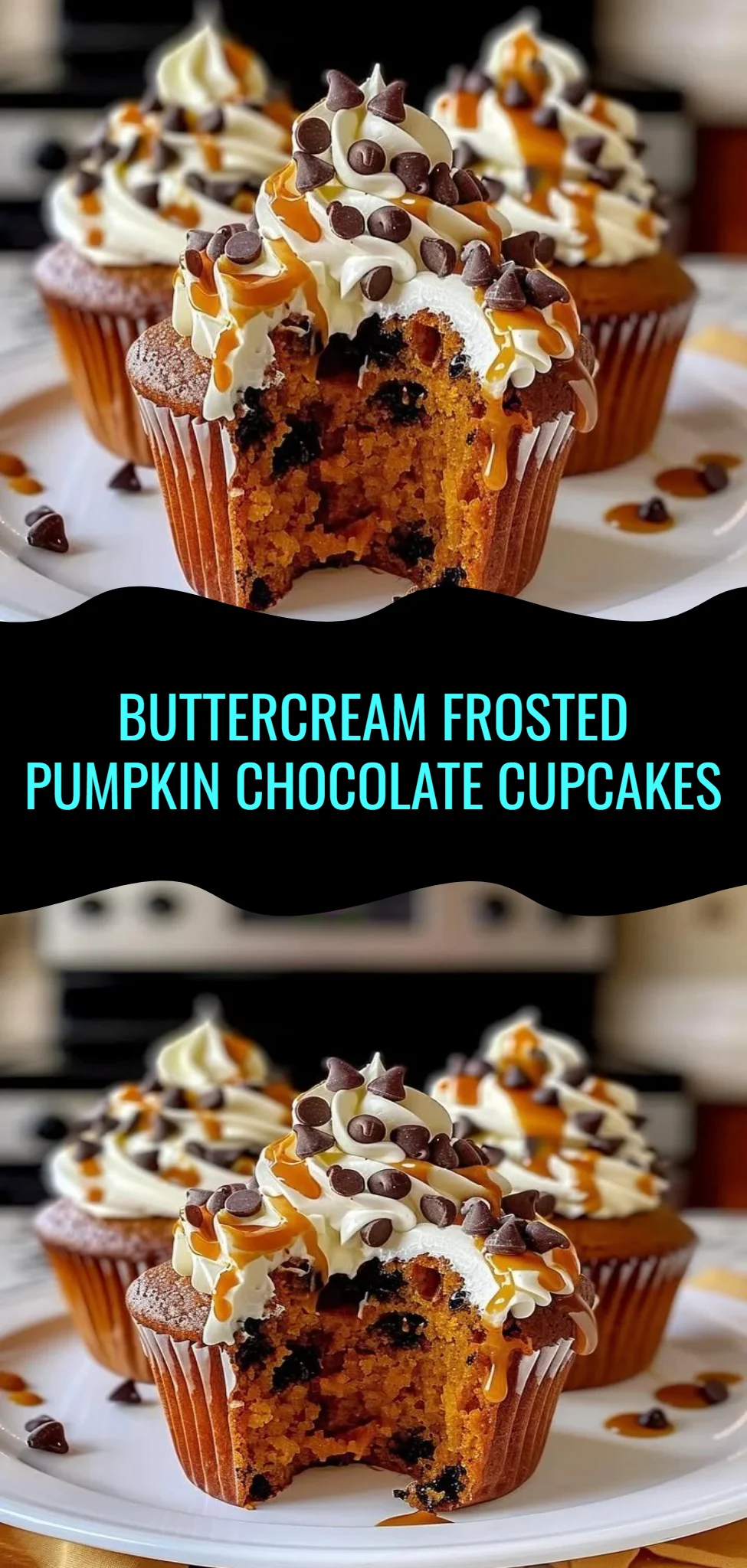 Buttercream Frosted Pumpkin Chocolate Cupcakes