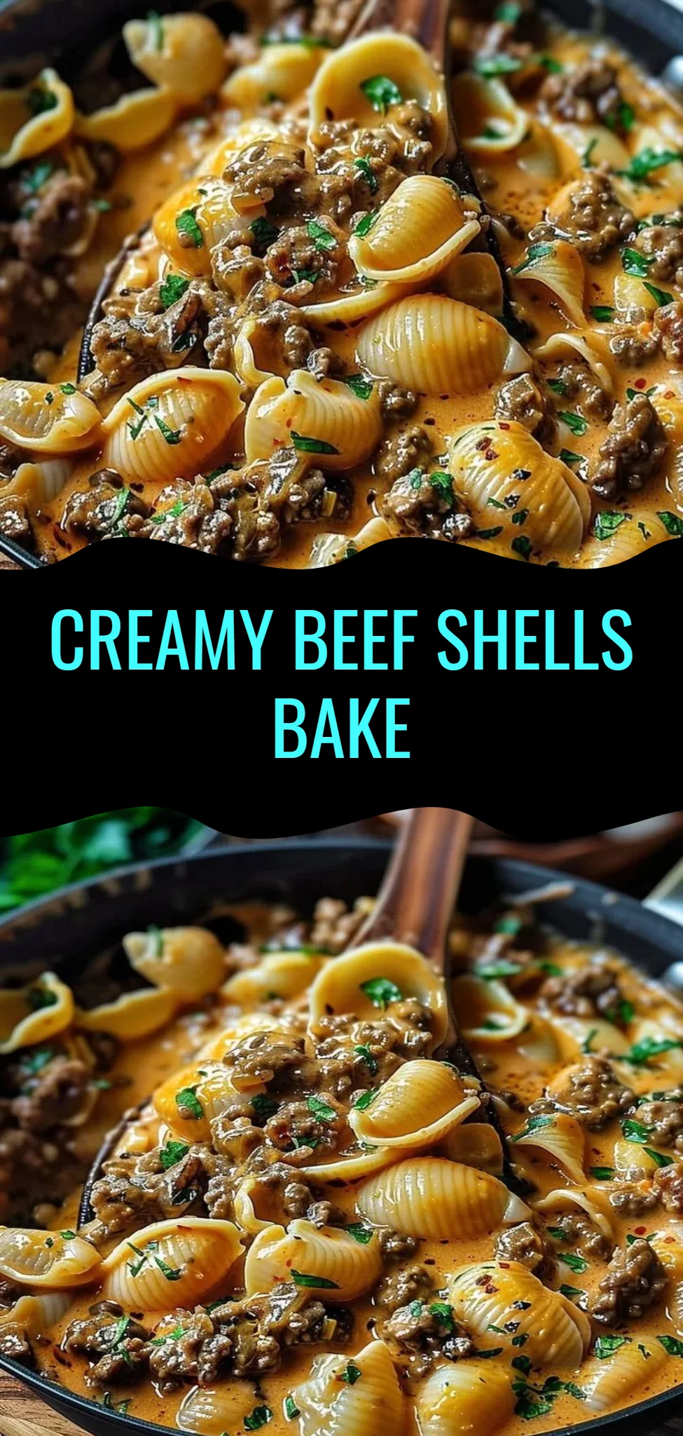 Creamy Beef Shells Bake