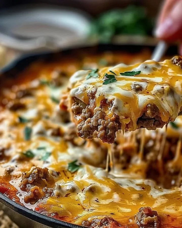Creamy sausage cheese dip served in a bowl with tortilla chips