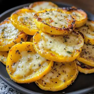 Crispy Parmesan squash slices served on a white plate