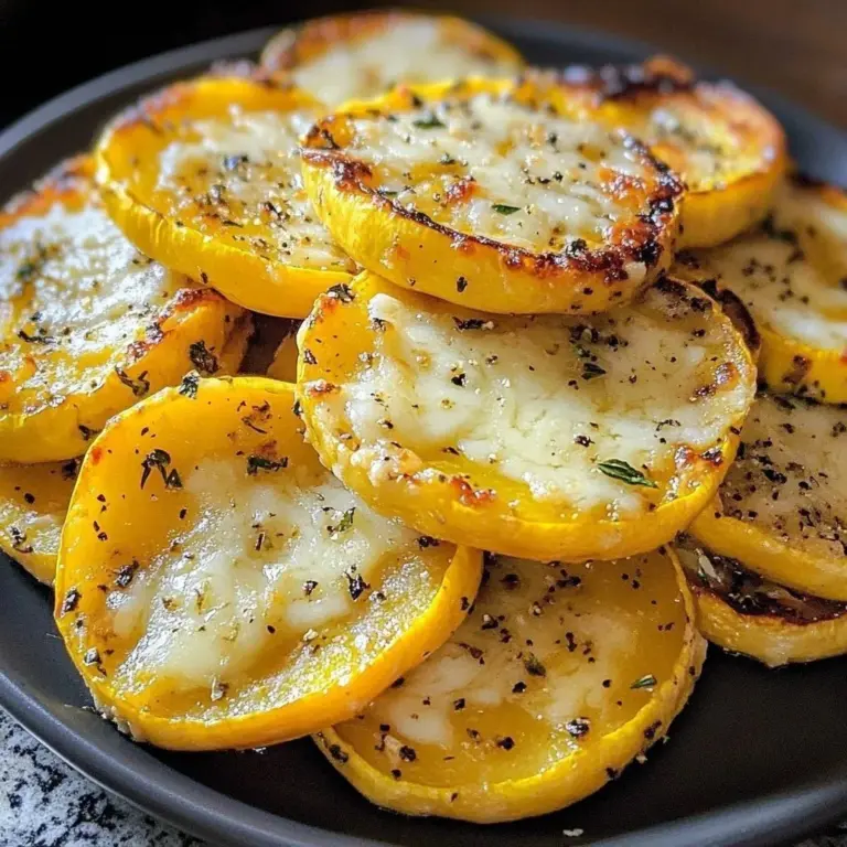 Crispy Parmesan squash slices served on a white plate