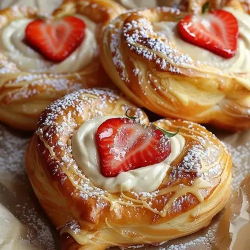 Danish strawberry cream dessert served in a bowl with fresh strawberries on top