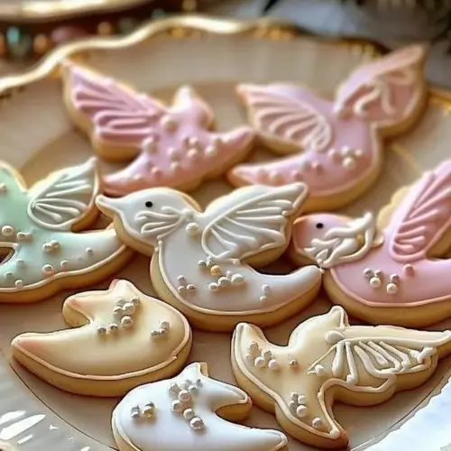 Delicate sugar cookies displayed on a decorative plate