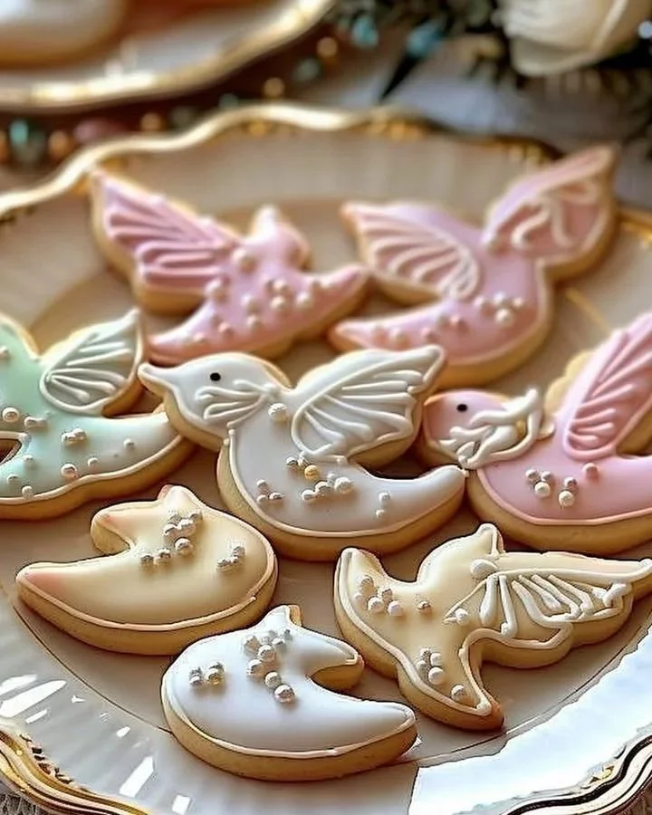 Delicate sugar cookies displayed on a decorative plate