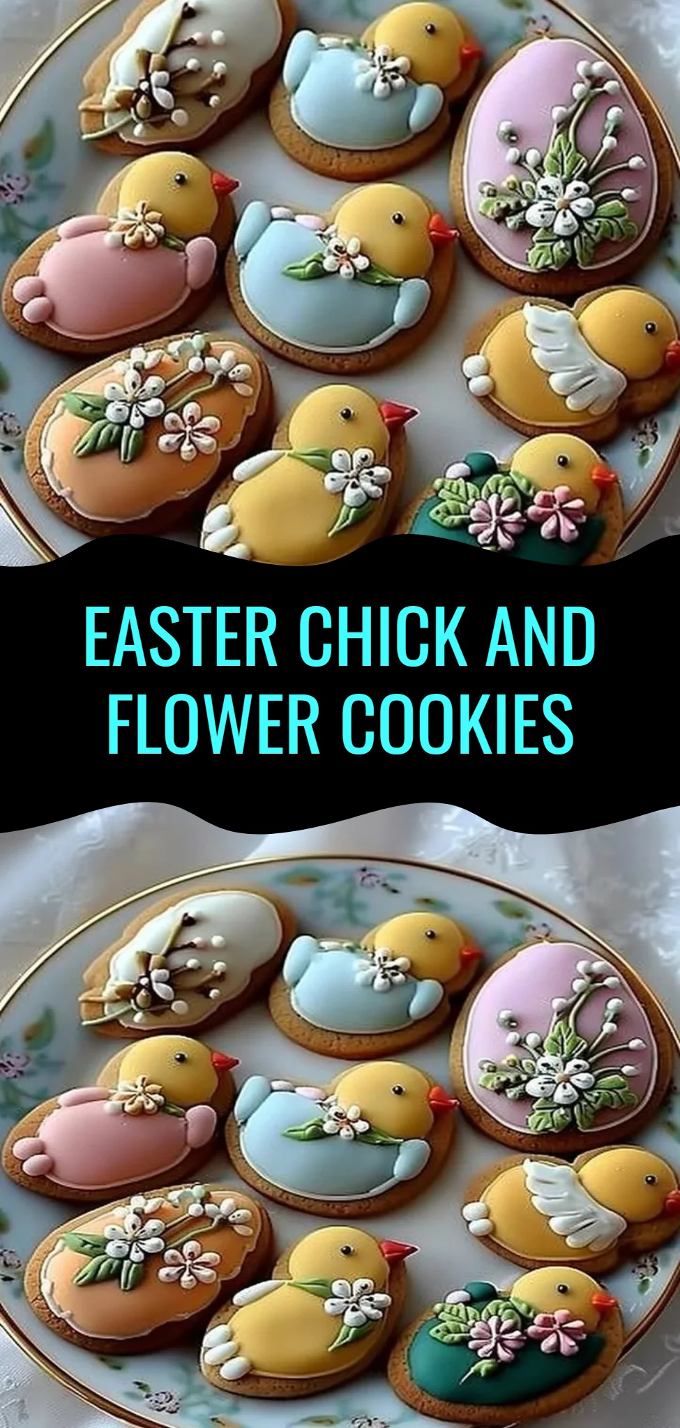 Easter Chick and Flower Cookies
