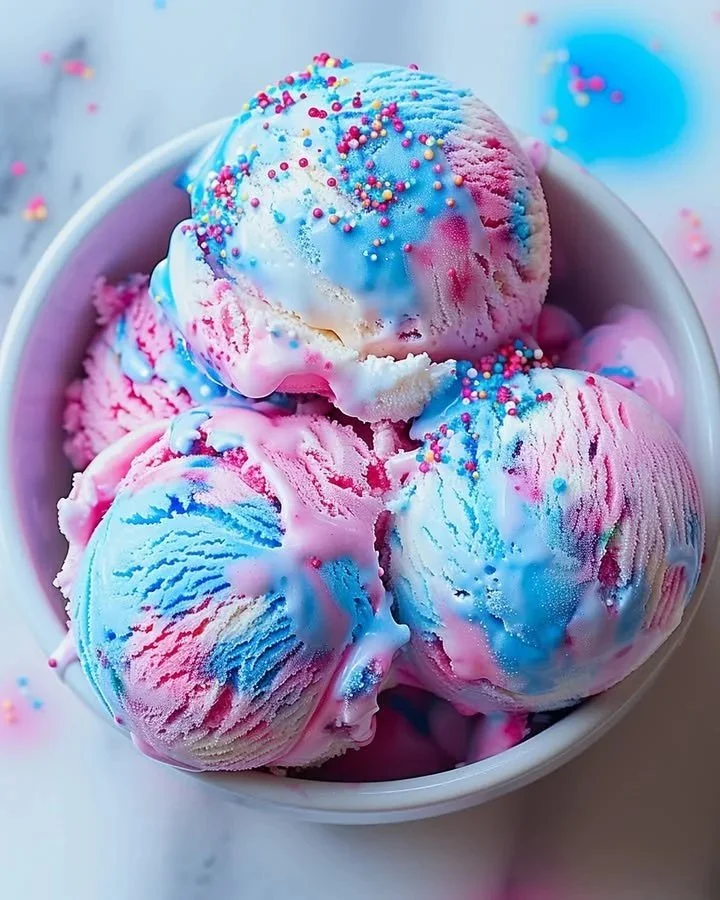 Fluffy Candy Cloud Ice Cream with colorful candy toppings