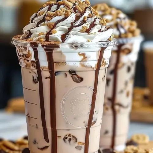 Delicious homemade Cookies and Cream Frappuccino served in a glass