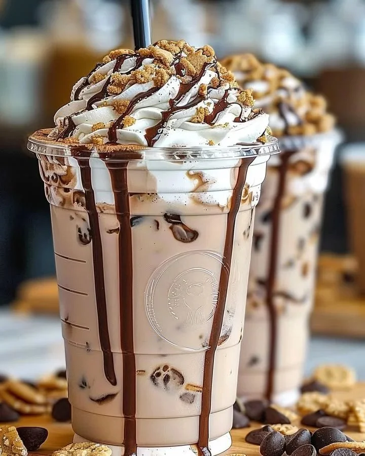 Delicious homemade Cookies and Cream Frappuccino served in a glass