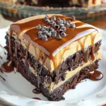 Luxurious caramel layer cake with rich frosting and decorative caramel topping