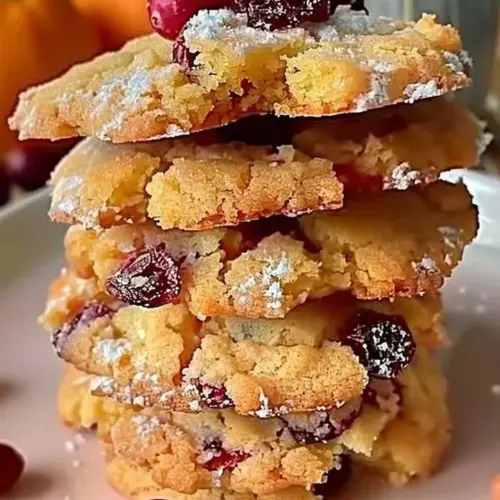 Baked orange cranberry shortbread cookies on a decorative plate