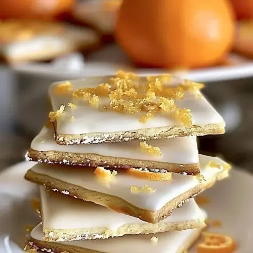 Orange Glazed Cardamom Shortbread cookies on a plate