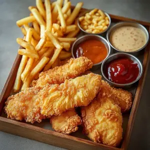 Crispy Cane's chicken with signature sauce and fresh sides