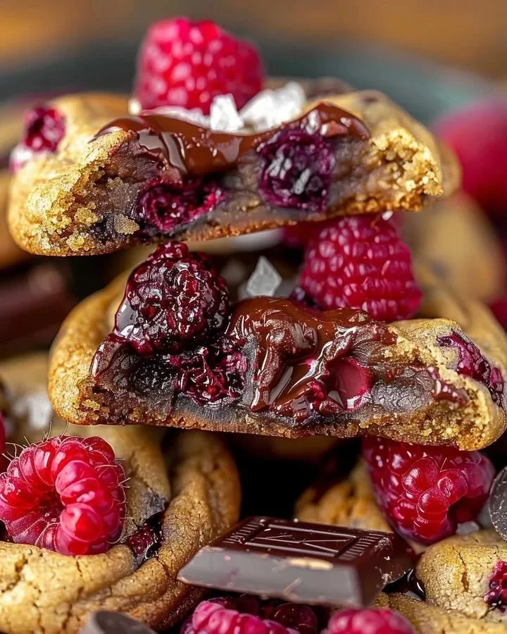Delicious Raspberry Chocolate Chunk Cookies with berries and chocolate chunks
