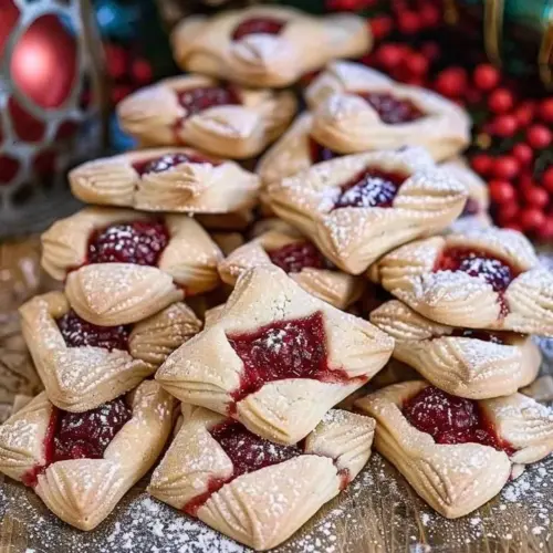 Delicious Raspberry Ribbon Bow Tie Cookies arranged on a plate, garnished with raspberries.
