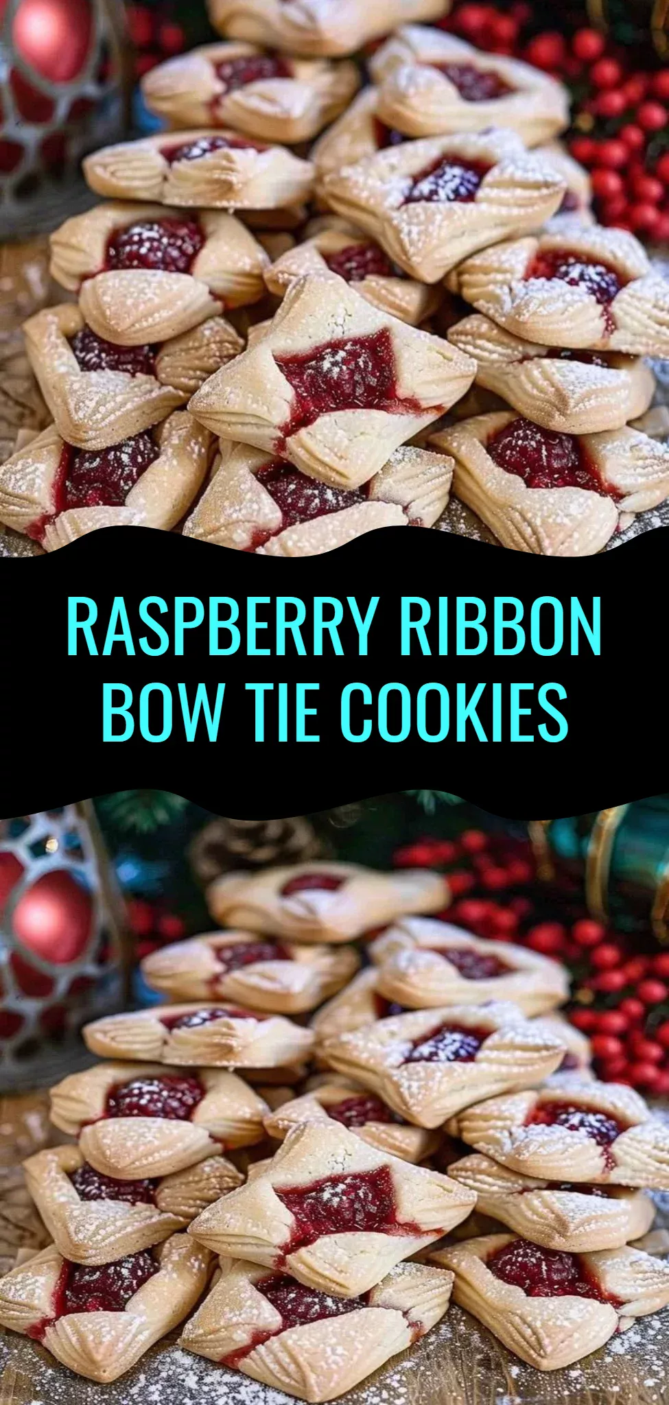 Raspberry Ribbon Bow Tie Cookies