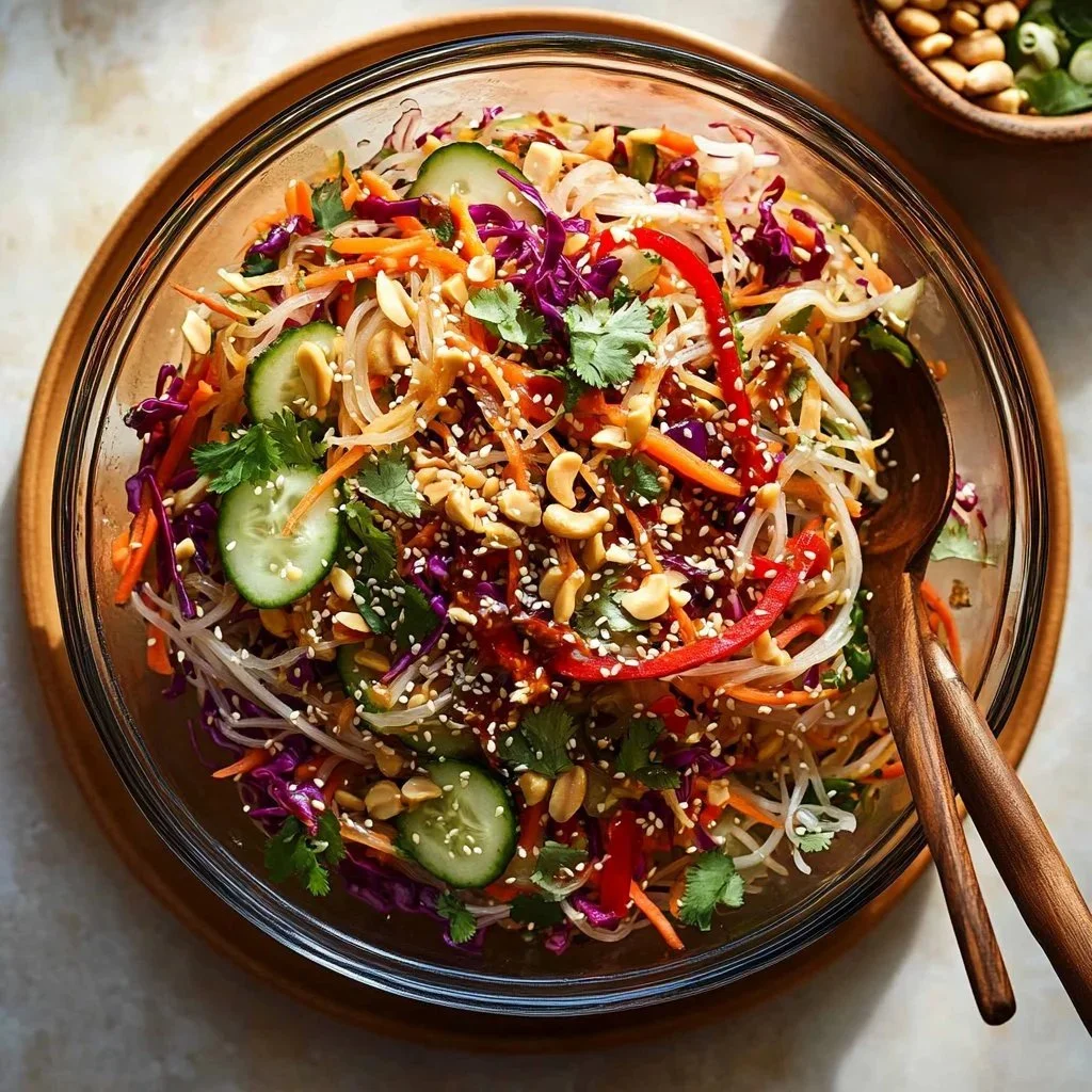 Delicious Spring Roll Salad with Ginger, featuring fresh vegetables and herbs
