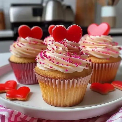 Valentine's Day cupcake delights with heart decorations and colorful frosting
