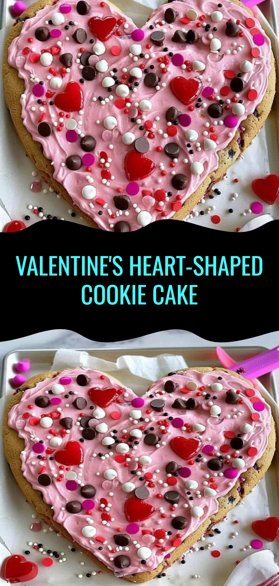 Valentine's Heart-Shaped Cookie Cake
