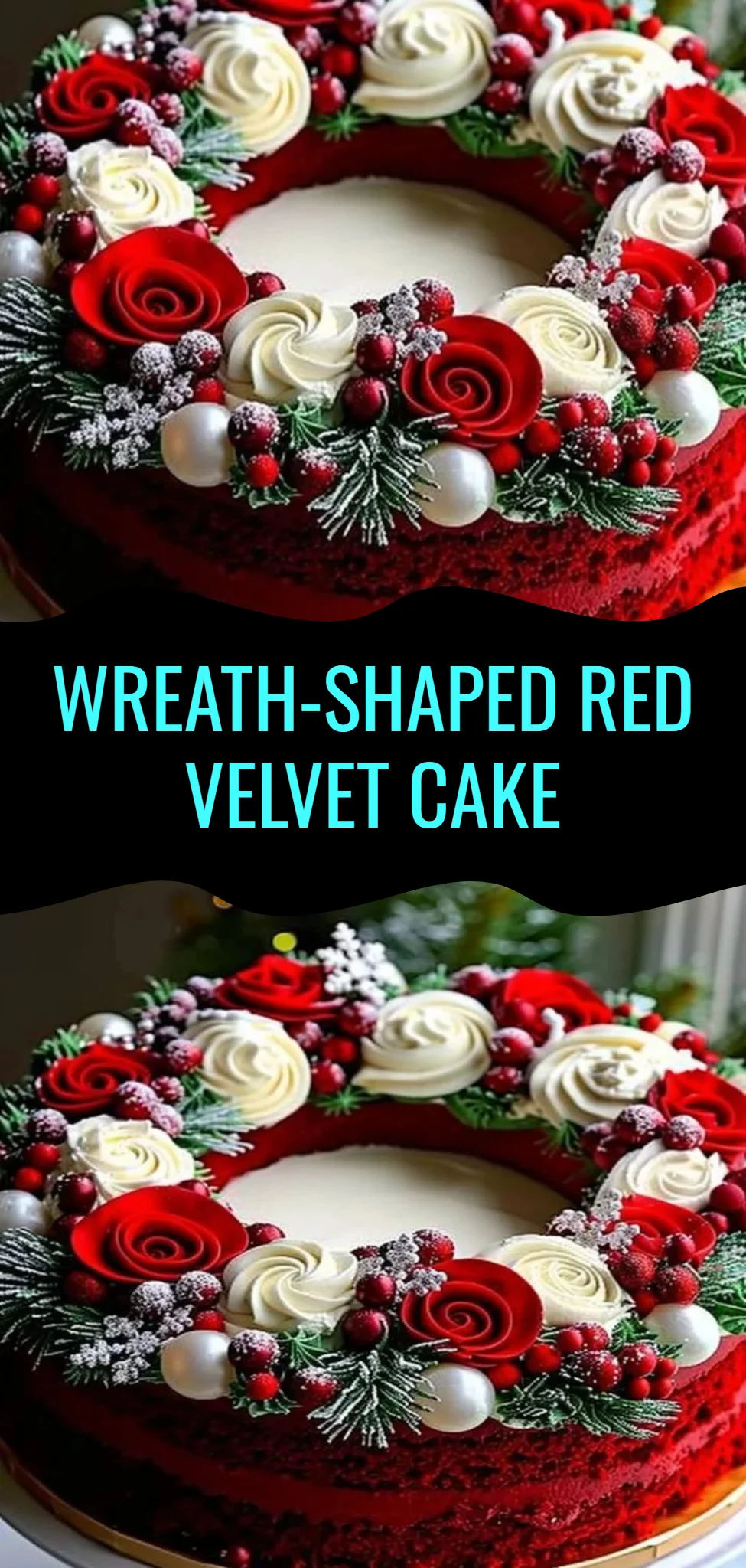 Wreath-Shaped Red Velvet Cake